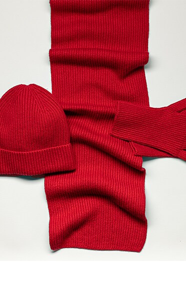 カシミヤタッチ リブ クルーネック​​